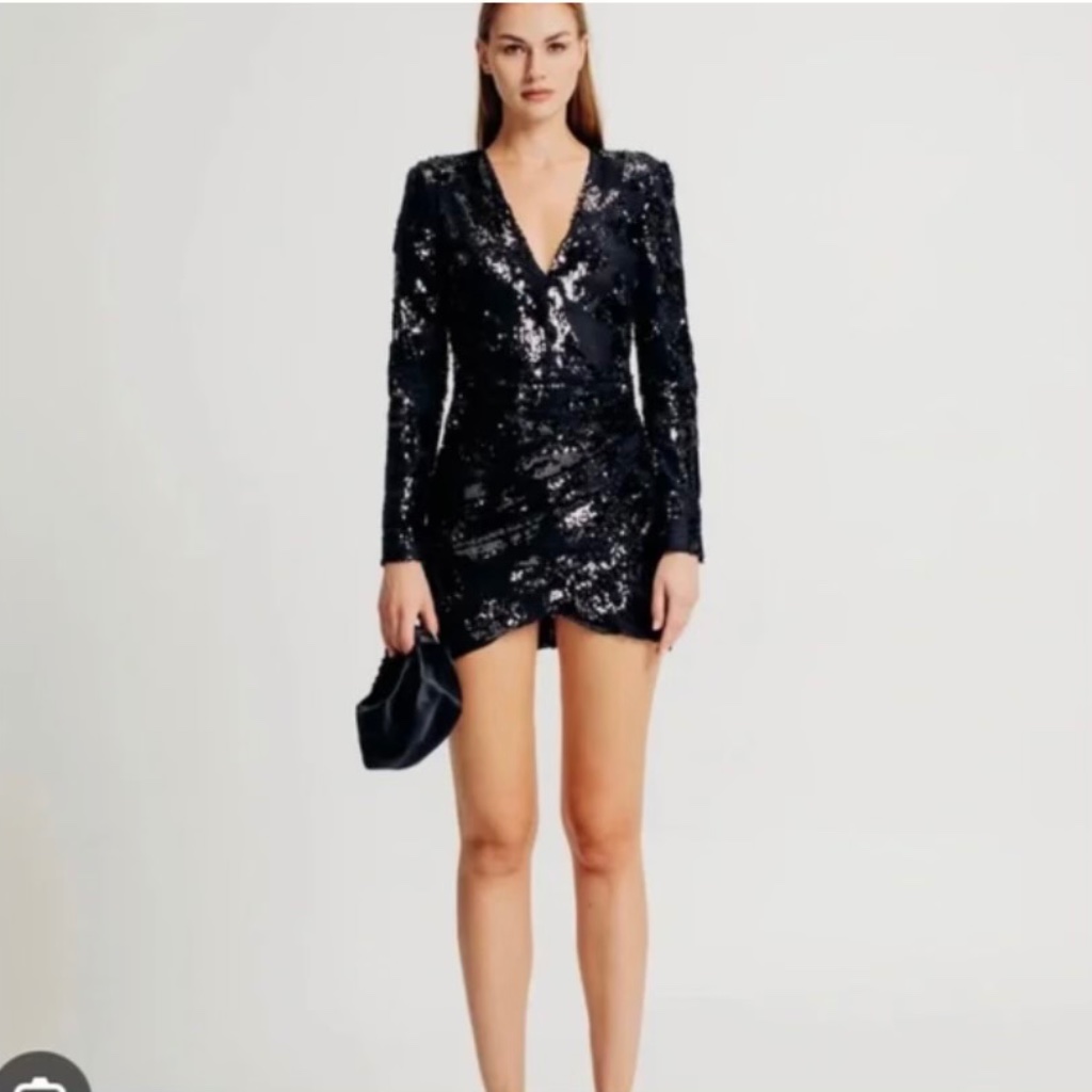 Torn By Ronny Kobo Black Sequin Mini Dress